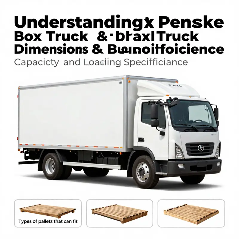 Overview of standard dimensions for Penske box trucks, illustrating length, width, and height.