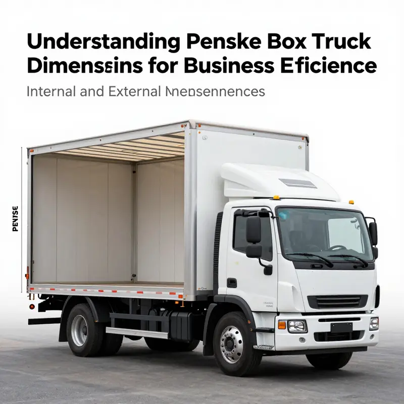 Overview of standard dimensions for Penske box trucks, illustrating length, width, and height.
