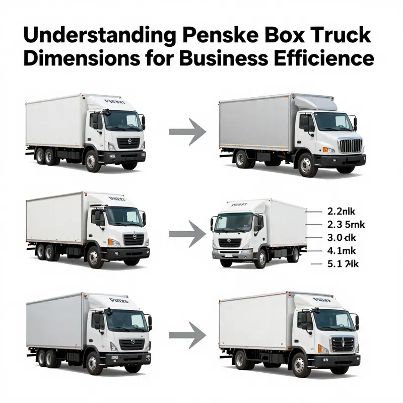Overview of standard dimensions for Penske box trucks, illustrating length, width, and height.
