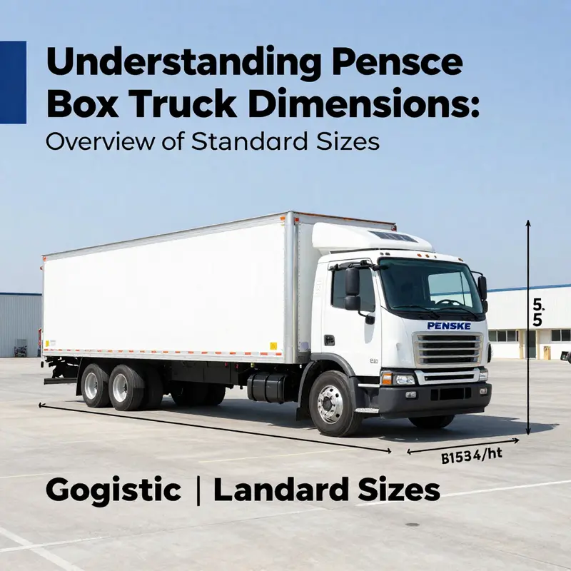 Overview of standard dimensions for Penske box trucks, illustrating length, width, and height.