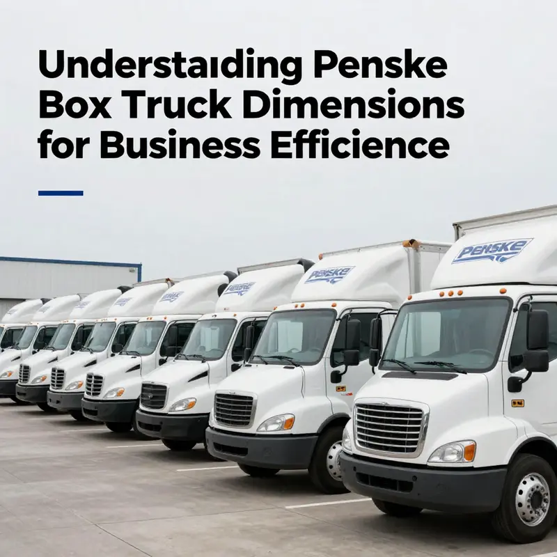Photo of multiple Penske box trucks parked at a logistics center, representing business transportation efficiency.