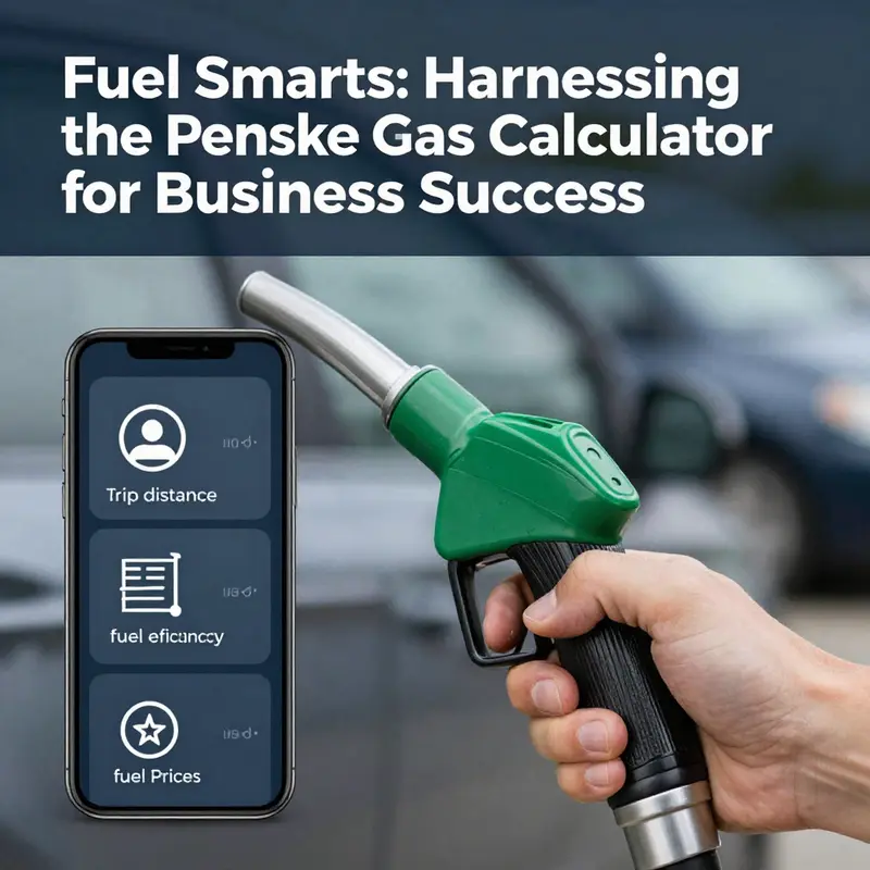 The Penske Gas Calculator interface showing estimated fuel expenses for a hypothetical route.