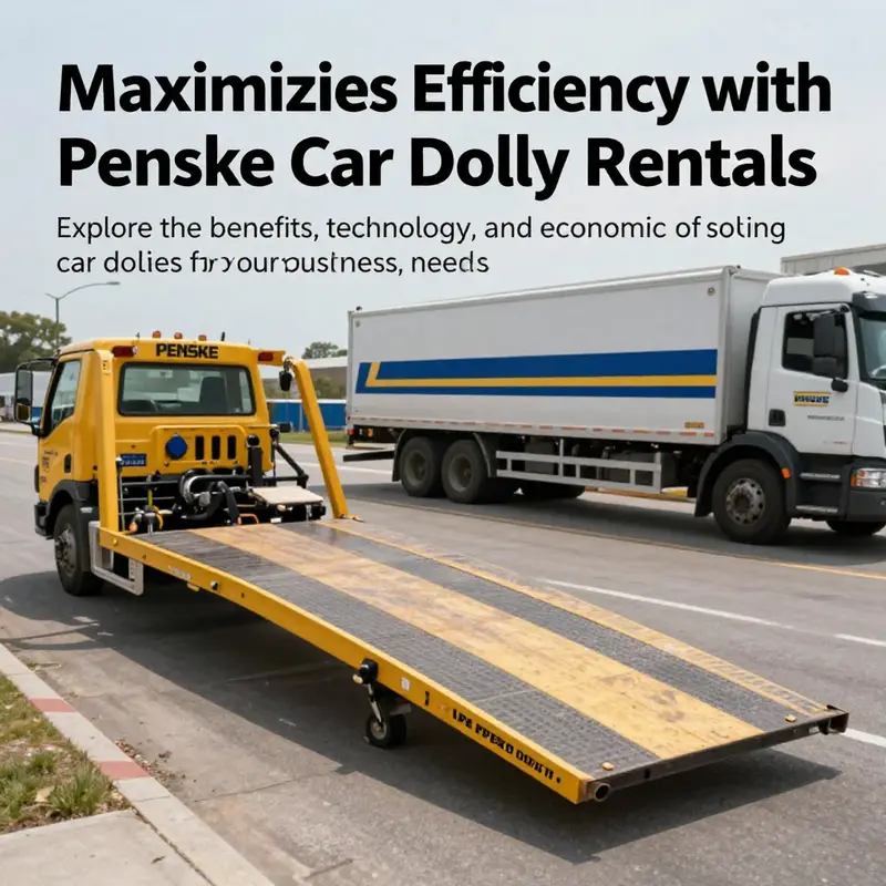 A Penske car dolly transporting vehicles during a move, showcasing its functionality in logistics operations.
