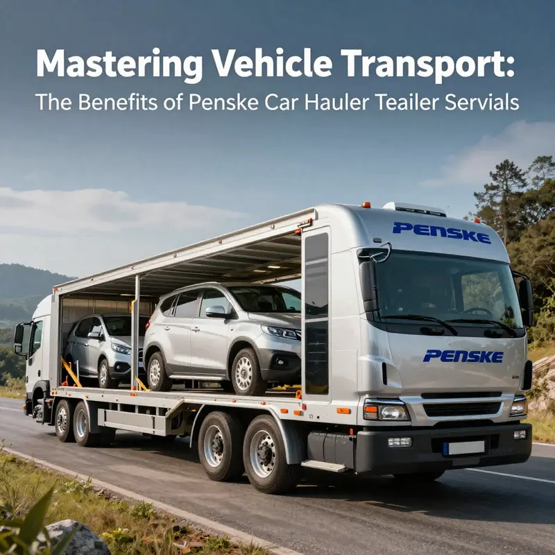 A Penske car hauler trailer ready for vehicle transport, emphasizing its suitability for various business needs.