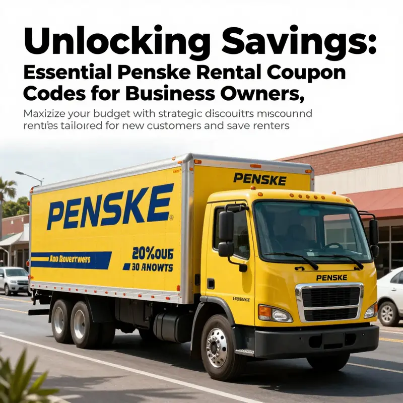 A Penske rental truck prominently displayed on a street, showcasing the concept of savings through discount coupons.