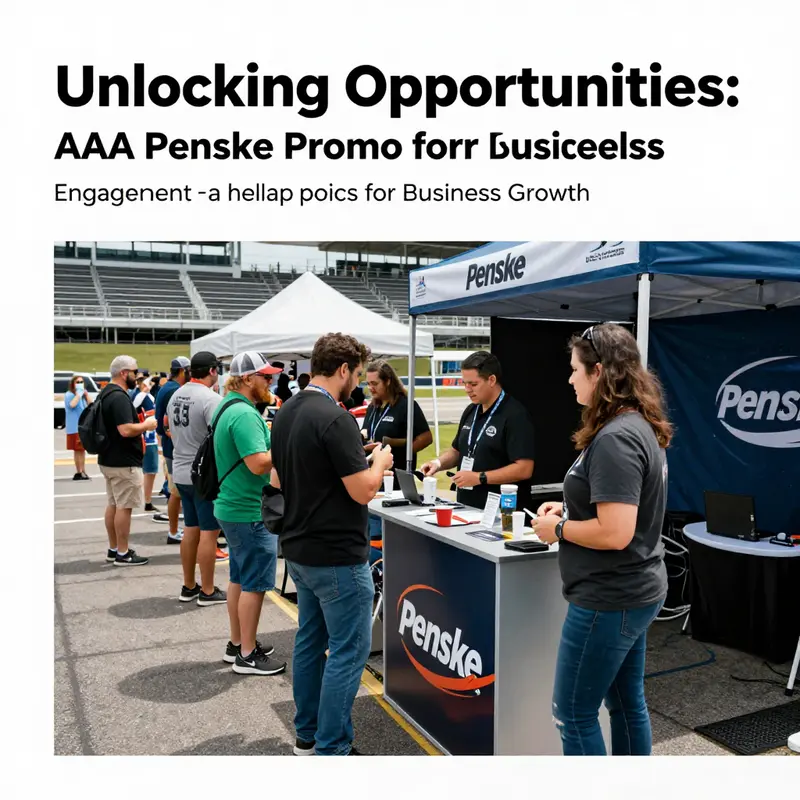 Current Penske promotional offerings showcased at the Indianapolis Motor Speedway, highlighting key products.