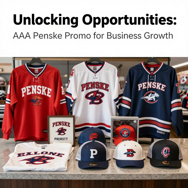 Current Penske promotional offerings showcased at the Indianapolis Motor Speedway, highlighting key products.