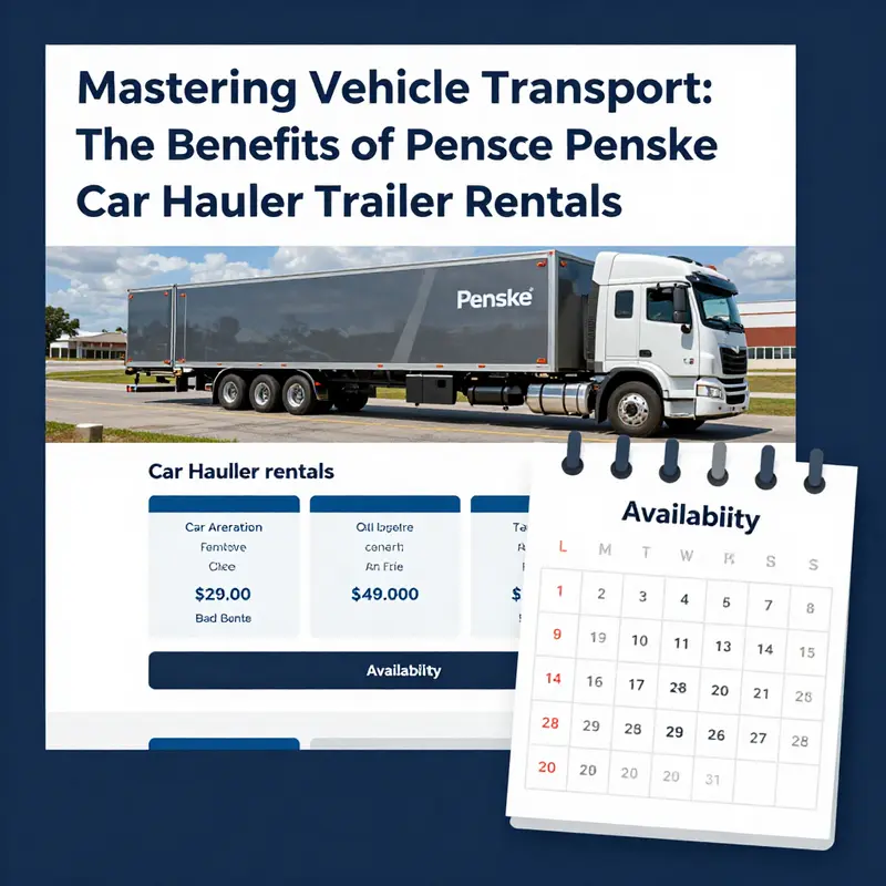 A Penske car hauler trailer ready for vehicle transport, emphasizing its suitability for various business needs.