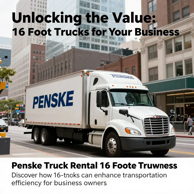 Penske 16-foot truck in an urban setting, representing transportation solutions for businesses.
