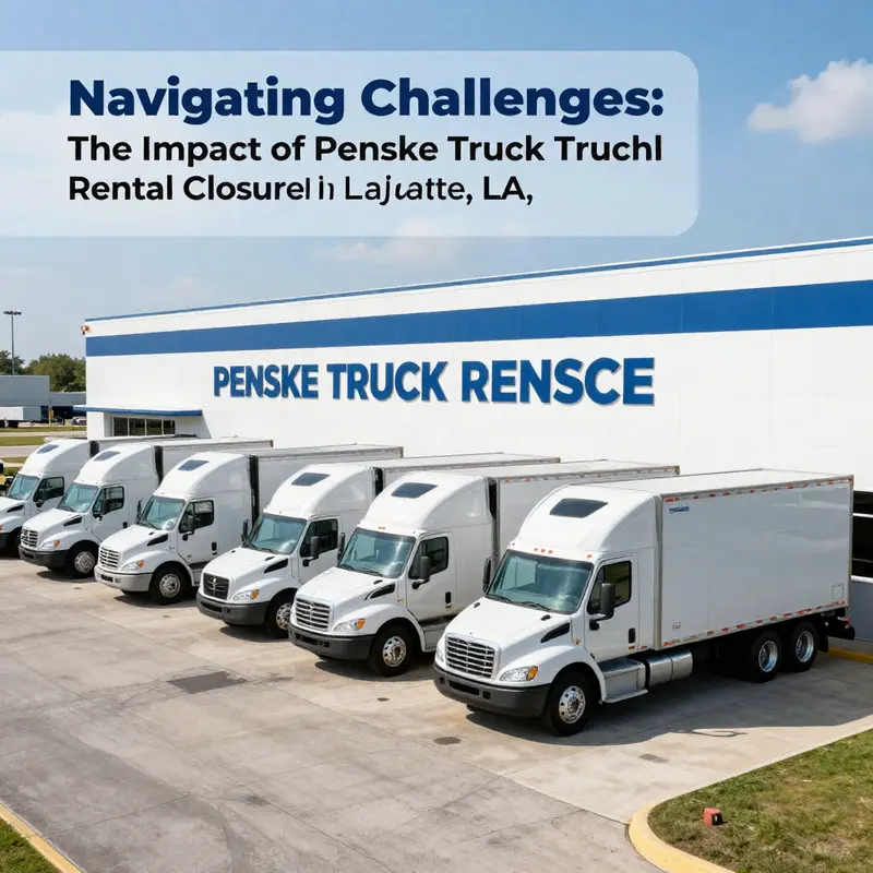 Penske Truck Rental facility in Lafayette, LA, showcasing various rental trucks.