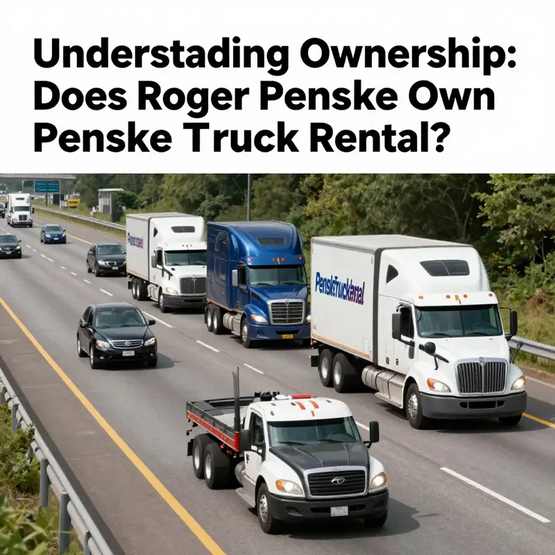 A fleet of Penske Truck Rental vehicles moving along a highway, representing the company's logistics operations.