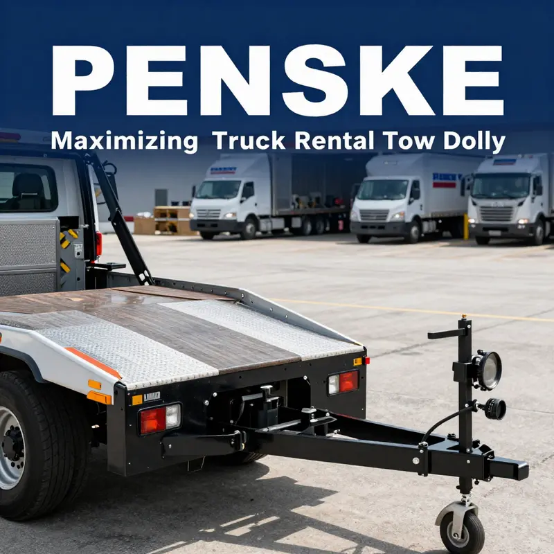 A Penske Truck Rental Tow Dolly ready for vehicle transportation.