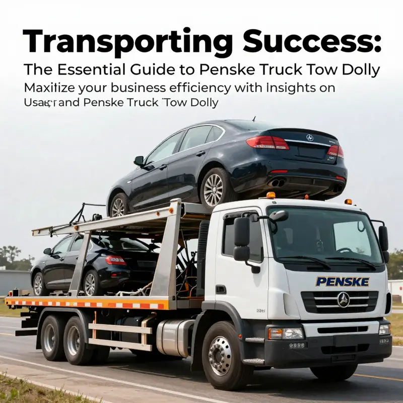 Penske Truck towing a vehicle with a tow dolly, illustrating efficiency in logistics.