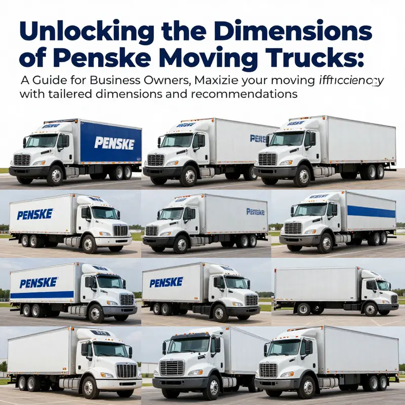 Collage image displaying various Penske moving trucks, reflecting choices available for business relocations.