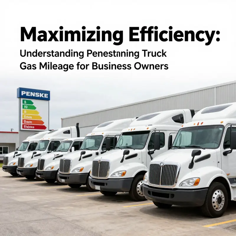 A diverse lineup of Penske trucks highlighting their range and fuel efficiency capabilities.