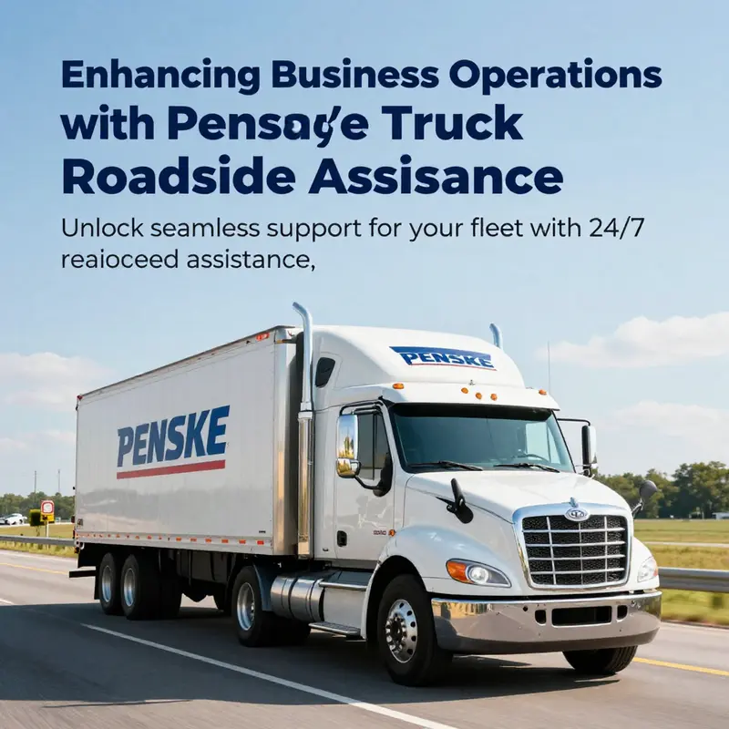 A Penske truck driving on a highway, symbolizing dependable roadside assistance services.