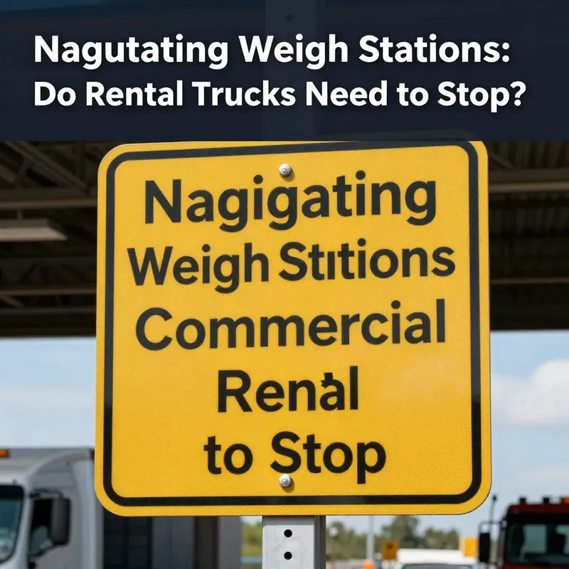An overview of a weigh station where rental trucks may or may not be required to stop.