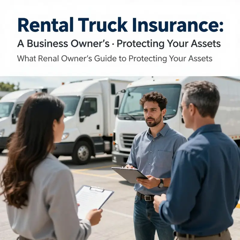 A business owner assesses rental truck insurance, highlighting the necessity of protection during logistics operations.