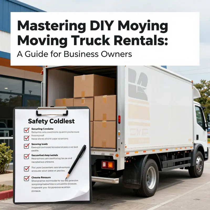 A checklist emphasizes important safety practices when renting a moving truck.