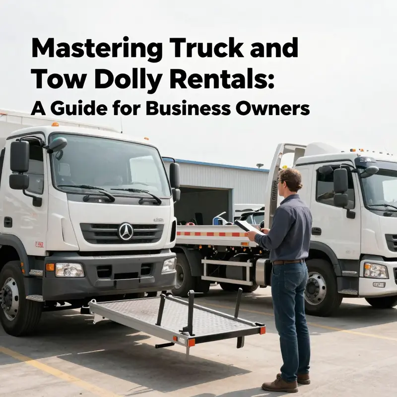 A visual overview of various truck and tow dolly rental options available for businesses.