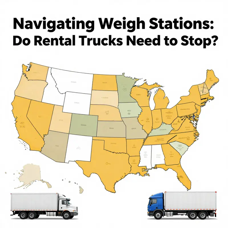 An overview of a weigh station where rental trucks may or may not be required to stop.