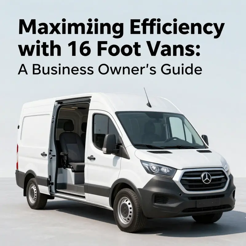 Technical specifications of a 16 foot van highlighting its dimensions and cargo space.