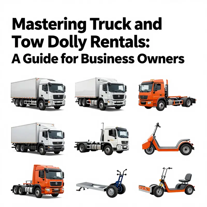 A visual overview of various truck and tow dolly rental options available for businesses.