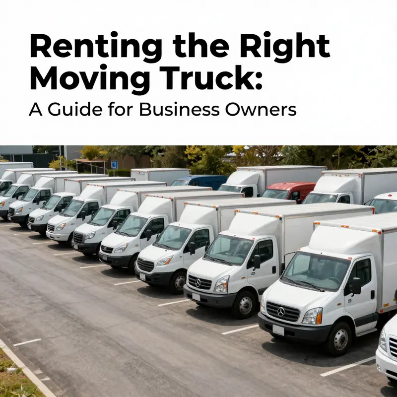 A truck rental company representative assisting a business owner in selecting the right truck for their moving needs.