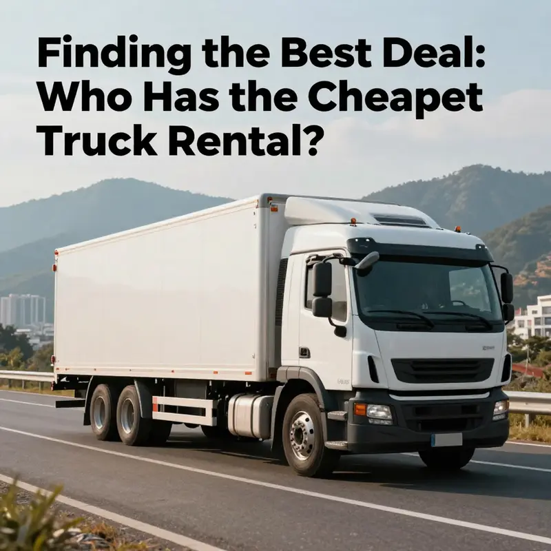 A truck driving on a road with a mountain view, representing the trucking and rental industry.