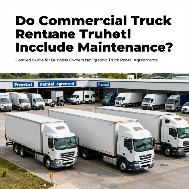 A busy truck rental facility showcasing a selection of commercial trucks for rental.