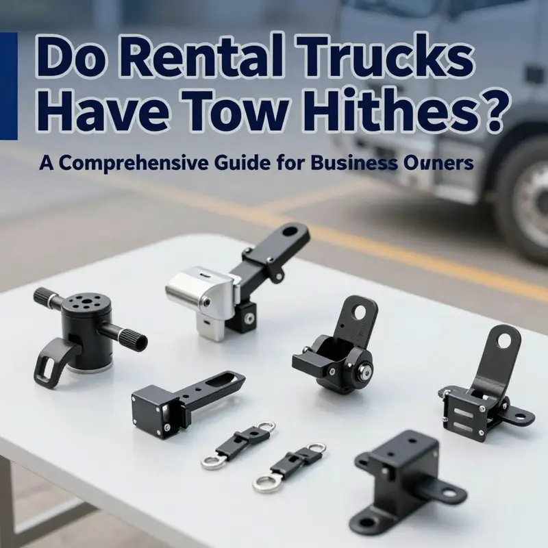 A close look at a hitch on a rental truck, highlighting its design.