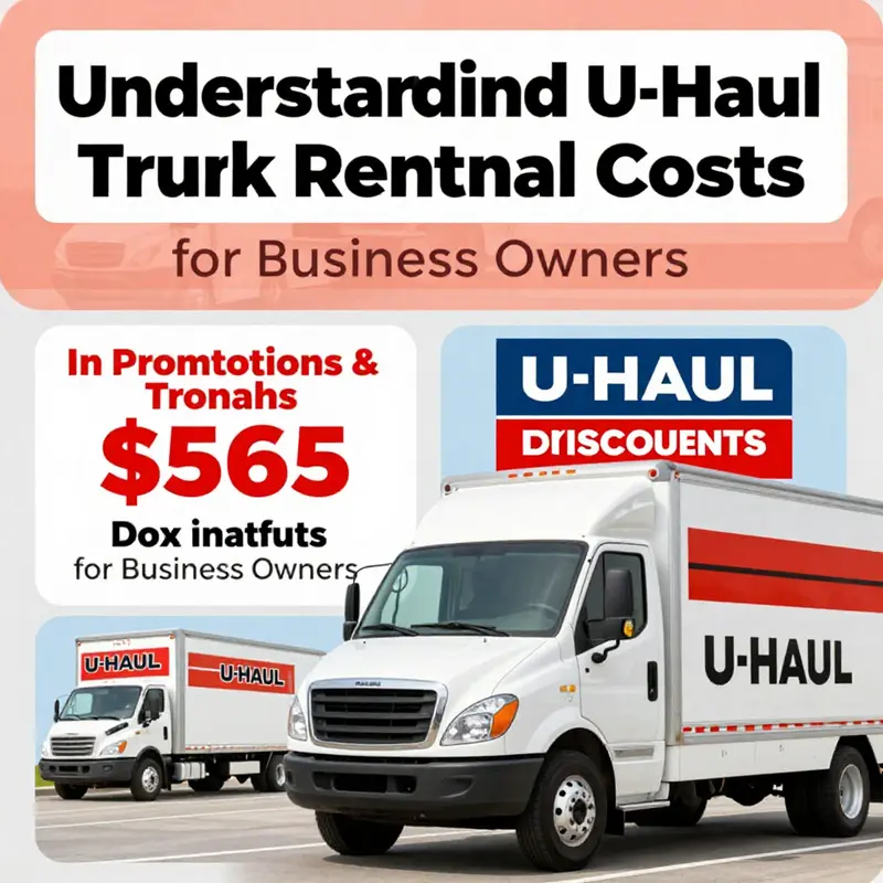 A variety of U-Haul trucks available for rent, highlighting different sizes and their base rental rates.