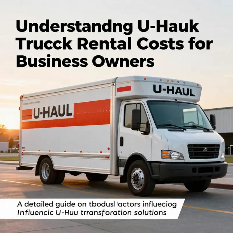 A U-Haul truck filled with moving items in front of a colorful sunset, representing affordable transportation solutions for businesses.