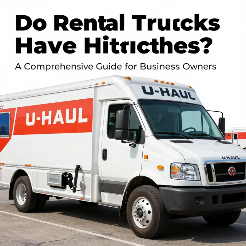 A U-Haul truck displaying the standard hitch available on all pickup rentals.