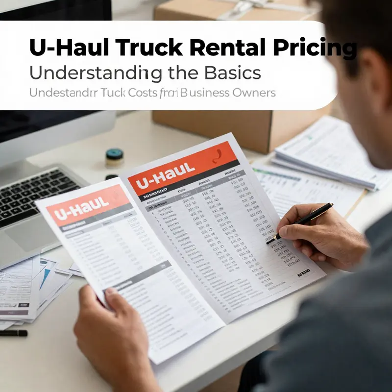 A business owner assesses U-Haul rental options and pricing at their workspace.