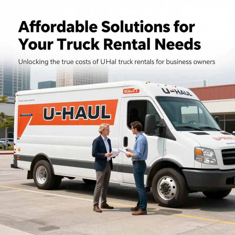 A business owner engaged in logistics planning next to a U-Haul truck, illustrating the significance of rental choices.