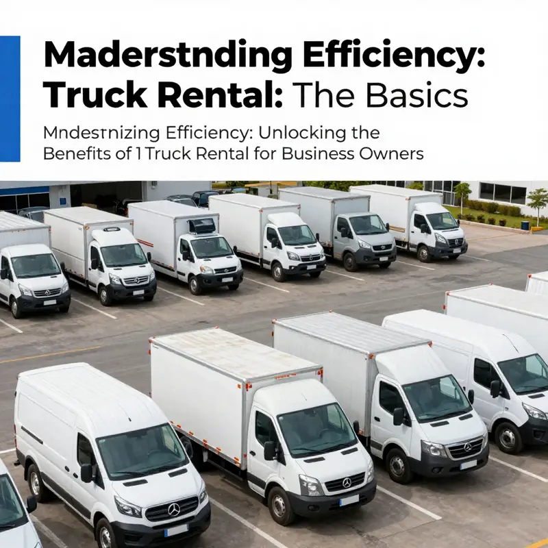 A diverse selection of trucks available for rental, showcasing options for various business logistics needs.