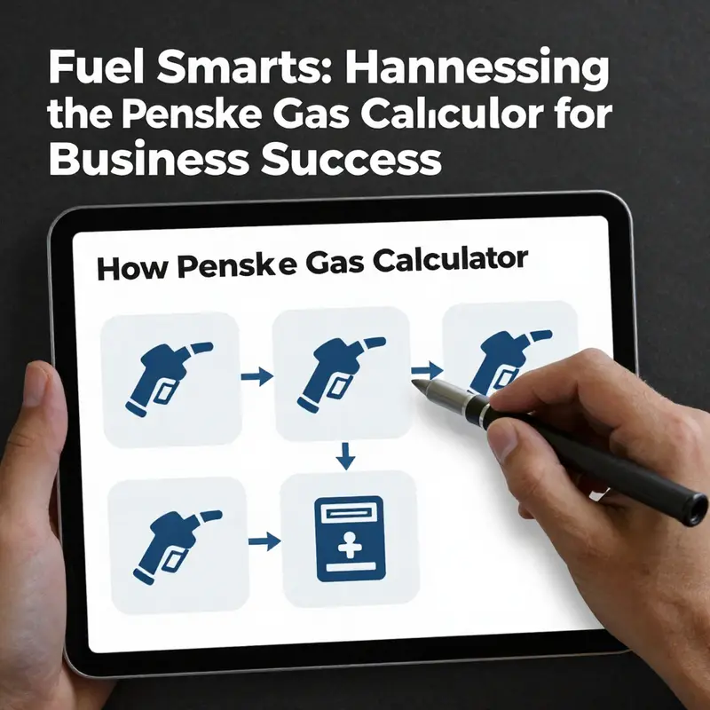 The Penske Gas Calculator interface showing estimated fuel expenses for a hypothetical route.