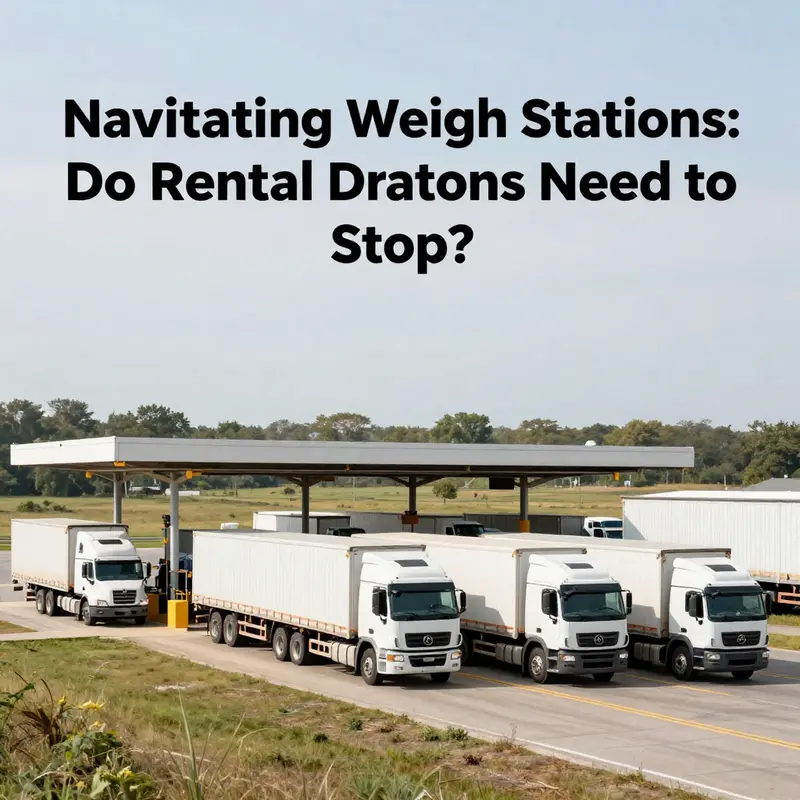 An overview of a weigh station where rental trucks may or may not be required to stop.
