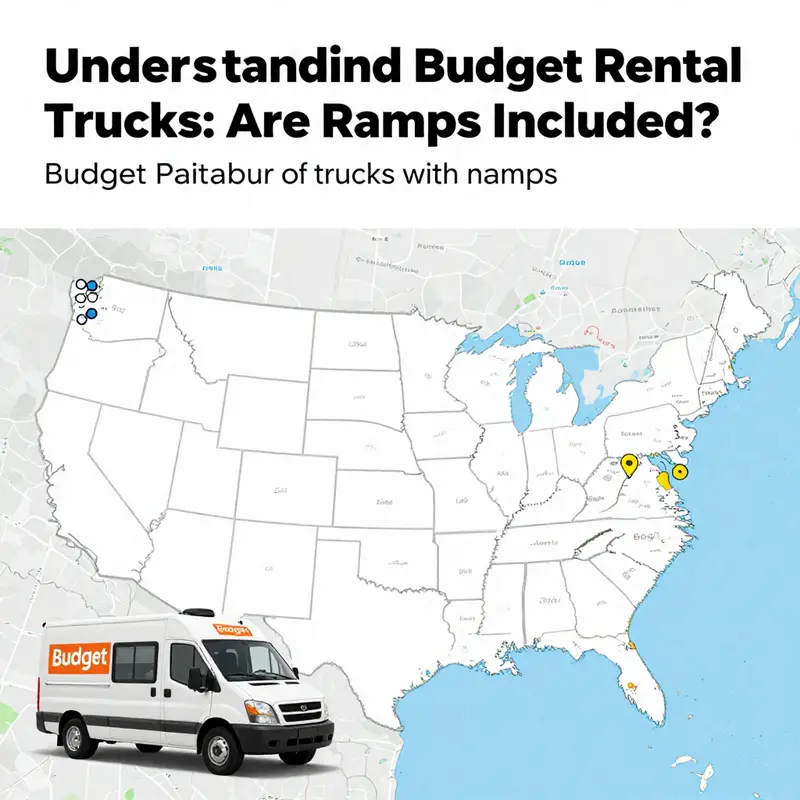 Highlighting the ramp feature on a Budget rental truck for easy loading.