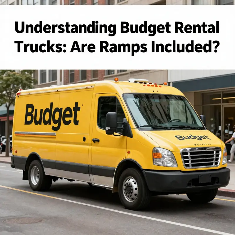 Budget rental truck on the street, featuring accessible design elements like ramps and spacious cargo areas.
