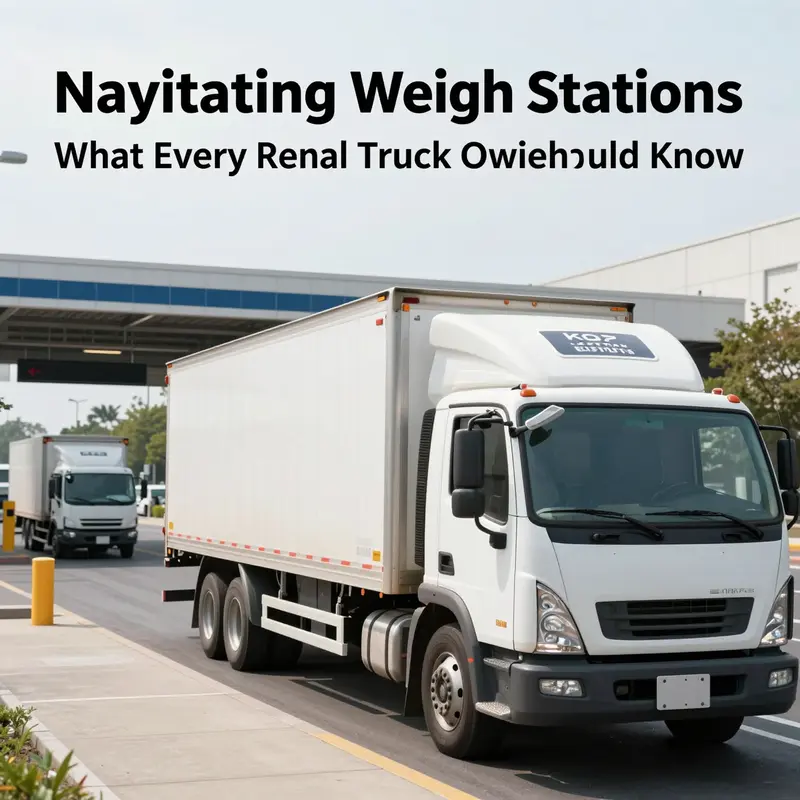 A roadside weigh station where rental trucks are inspected to ensure compliance with state regulations.