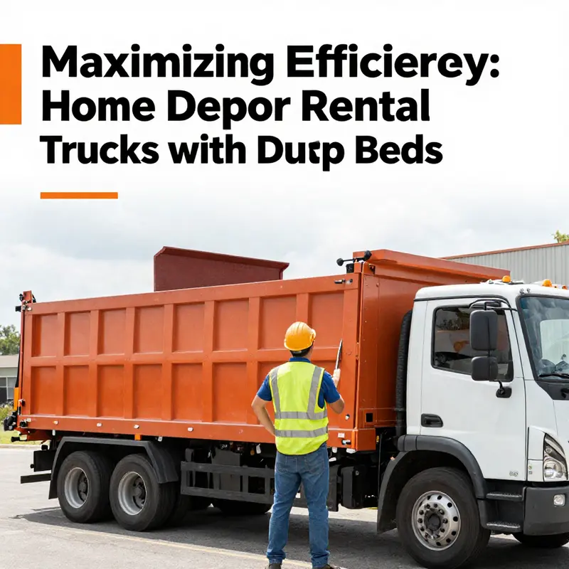 Home Depot rental truck with an operational dump bed unloading materials.