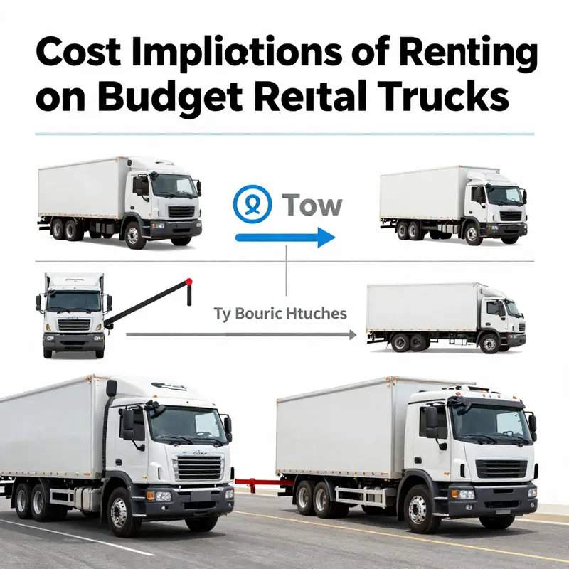 A selection of budget rental trucks equipped with tow hitches, illustrating their availability.