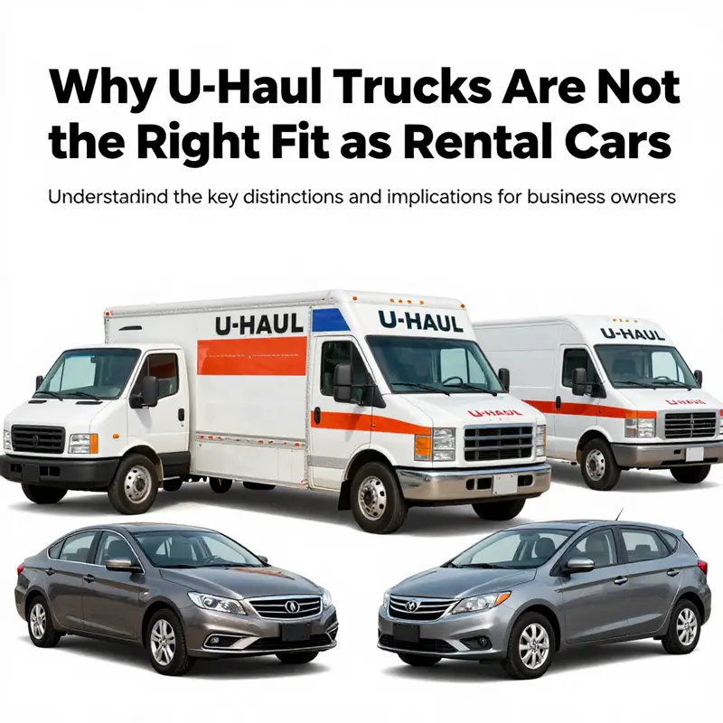 An image depicting multiple transportation vehicles including a U-Haul truck and a rental car, representing the diversity of options.
