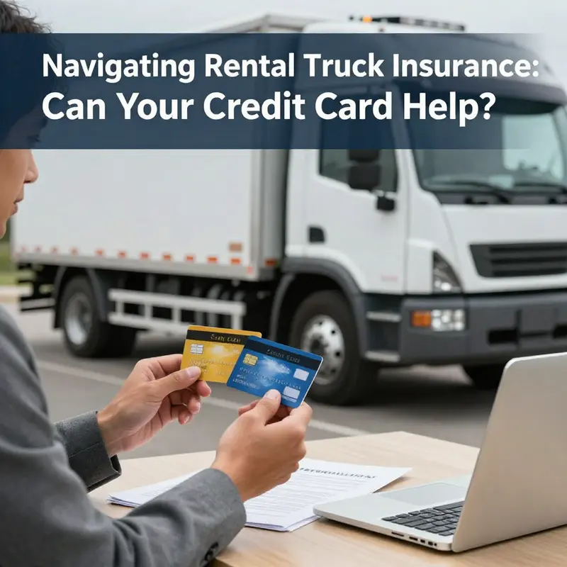 A business owner assessing credit card coverage options for rental trucks.