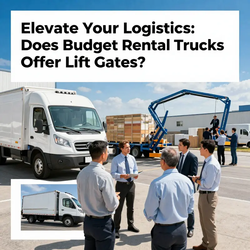 A 26-foot Budget truck equipped with a lift gate, facilitating the loading of heavy cargo.