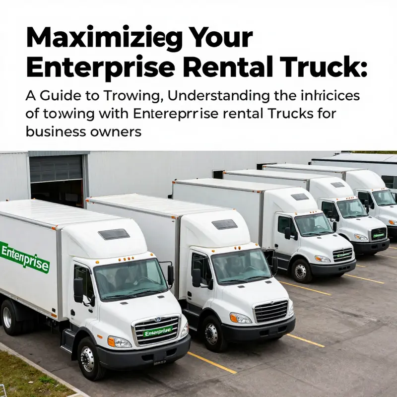 A professional fleet of Enterprise rental trucks parked in an organized manner, indicating efficiency and availability for rental.