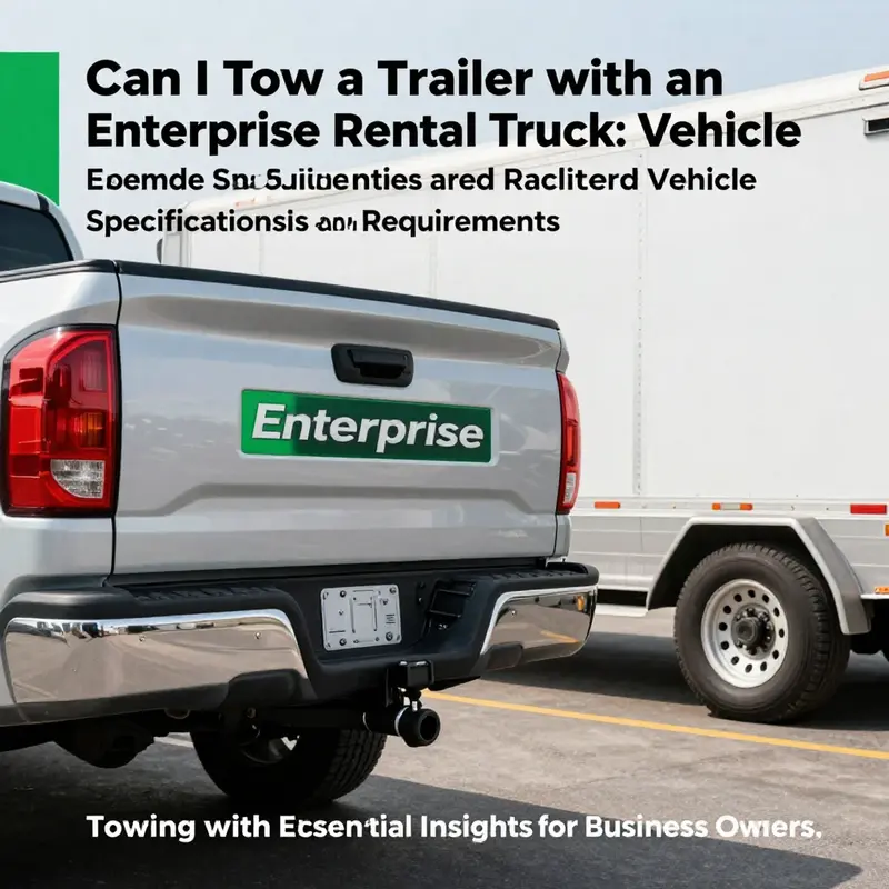 Enterprise rental truck equipped with a towing hitch, ready to tow a trailer.