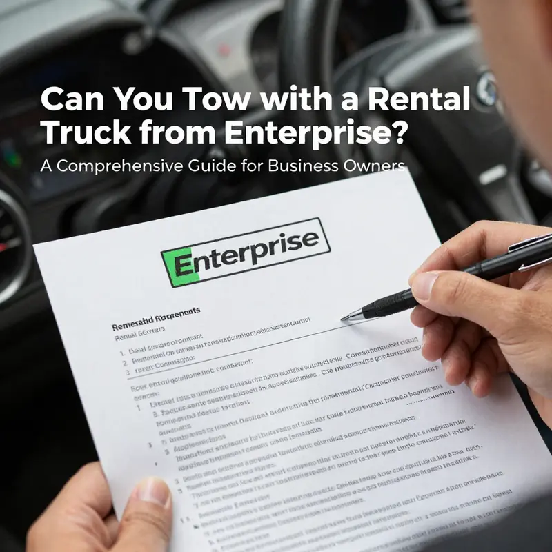 An Enterprise rental truck in a logistics setting, highlighting its capacity for business operations.